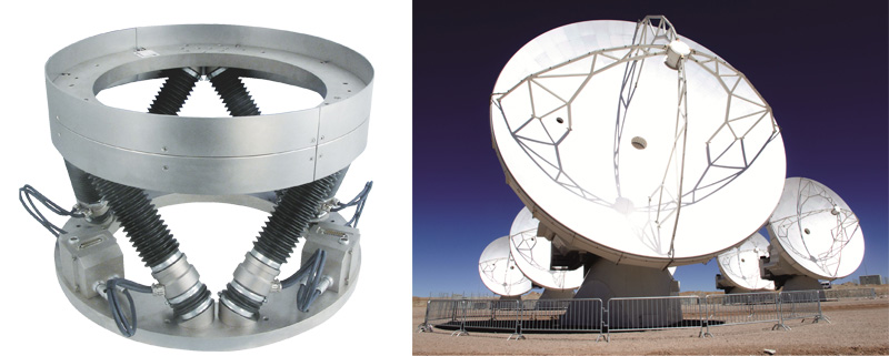 Weatherproof Hexapods, such as the H-850k model shown above, align the secondary reflectors in the worlds largest astronomical telescope: The ALMA observatory in Chile (Image: PI)
